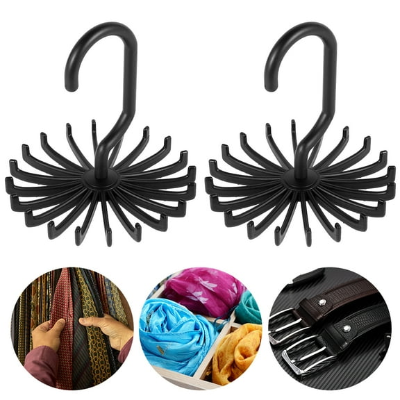 Ghojet 2Packs Tie Holder 360degree Rotating Tie Hanger with 20 Hooks Belt Hanger Adjustable Tie Rack Organizer for Cupboard Wardrobe Storage Scarf Chain Hanger for Men Women