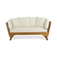thumbnail image 5 of Llinc Store Adjustable Hard Wood Frame Daybed, 82" Length Outdoor Loveseat with Mattress, Beige, 5 of 9