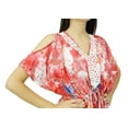 thumbnail image 6 of Bimba Womens Cold Shoulder Peach Caftan Swimsuit Cover Up Drawstring Kaftan Dress, 6 of 7