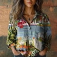 thumbnail image 2 of Womens Tops Trendy Print Long Sleeve Cotton Button Blouse Spring Summer Shirts for Women Blue 2Xl, 2 of 3