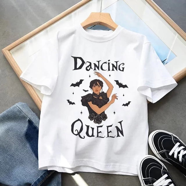 Camiseta con estampado de dibujos animados para mujer, ropa de moda Gótica para niñas y niños, Tops informales divertidos, regalo de cumpleaños para niños