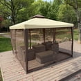 thumbnail image 3 of 10'x10'  Patio Gazebo Tent Outdoor Canopy Shelter w/ Mosquito Netting & 2-Tiered Vented Top  for Garden, Backyard Deck And Lawns, 3 of 9