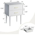 thumbnail image 2 of White Nightstand with 2 Drawers, 26" Tall Modern Bedside Table, Mid-Century Modern End Table, Wood Night Stand with Solid Wood Leg for Bedroom, Office, 2 of 12