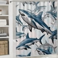 thumbnail image 6 of BCIIG Sharks Bathroom Decor Set with Hooks, Colorful Luxurious Graphic Print Polyester Fabric Shower Curtain, Chic Modern Design, Waterproof, Easy Installation 69x72, 6 of 7