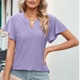 thumbnail image 6 of ZyeKqe Summer Tunic Tops for Women Eyelet Ruffle Sleeve T Shirts Fashion Notch V Neck Casual Tee Tops, 6 of 9