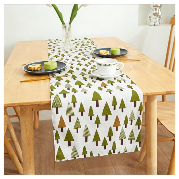 ARLAJO Table Runners 72 Inches Long,Various Green Tree Print Designs Table Runners,Ideal for Gatherings Table and Kitchen Décor Bohemian Dining Room Table Decor,green