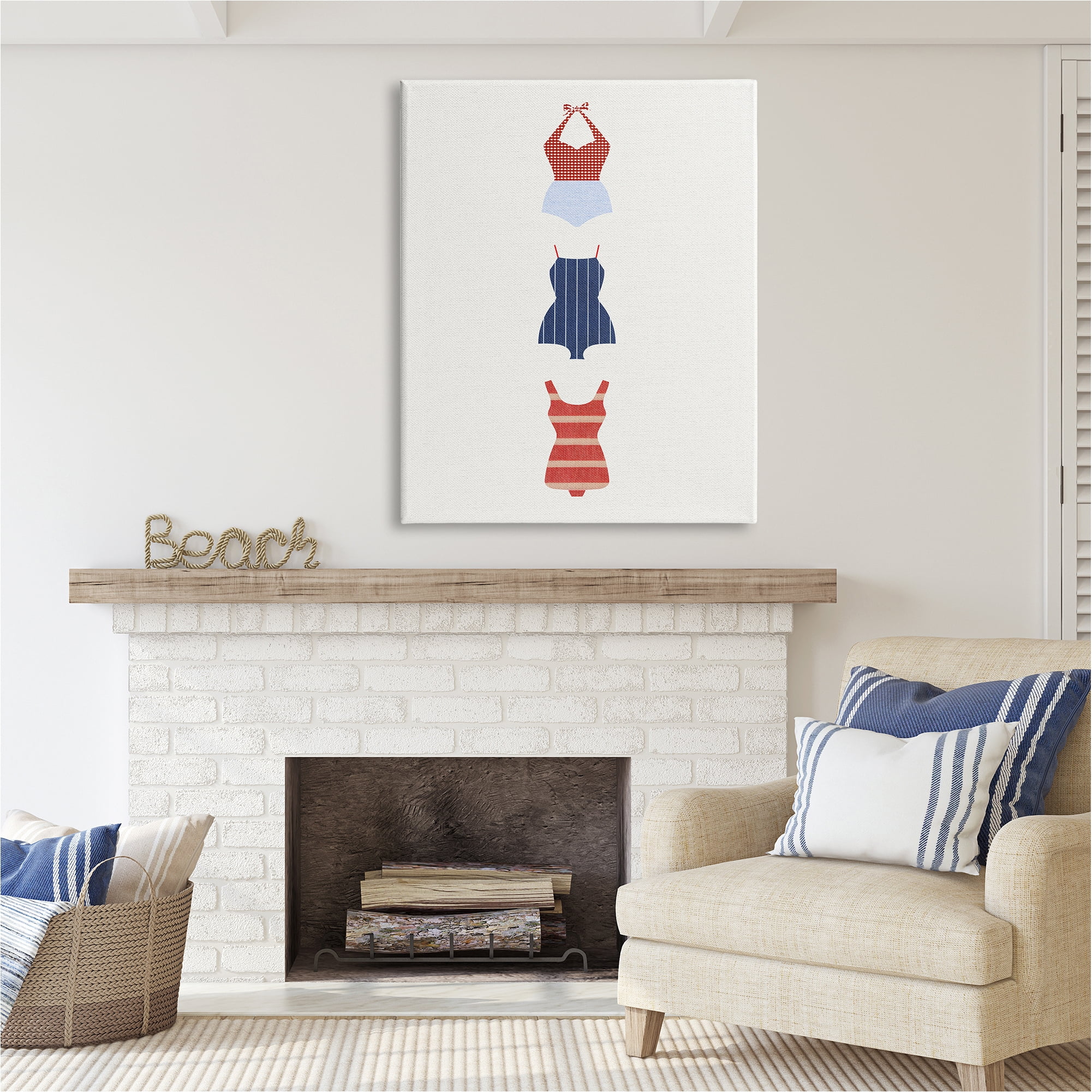 Stupell Industries Nautical Swim Style Beauty & Fashion Painting Gallery Wrapped Canvas Art Print Wall Art, 36 x 48