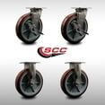 thumbnail image 2 of 8 Inch 316SS Polyurethane Caster Set with Delrin Bearings 2 Brakes 2 Rigid SCC, 2 of 2