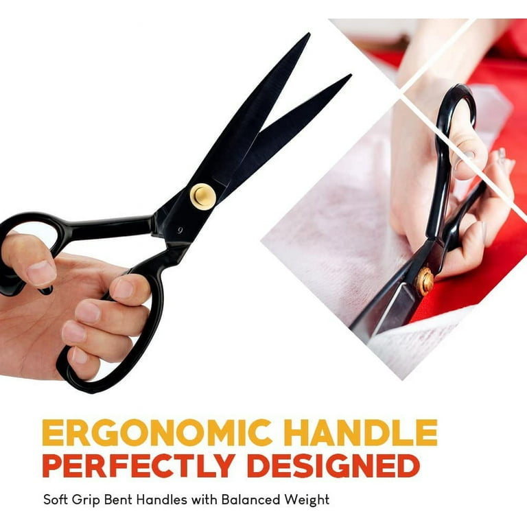 BOCHIKNOT Scissors Heavy Duty 9 - Sharp Fabric Scissors for Professional - Sewing Scissors Fabric Shears for Cutting - Tailor Scissors - Leather