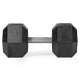 thumbnail image 2 of Titan Fitness 70 LB Pair Free Weights, Black Rubber Coated Hex Dumbbell, Straight Stainless Steel Handle, Strength Training, Full Body Workout, 2 of 7