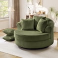 thumbnail image 6 of Muumblus 50" Oversized Swivel Accent Barrel Chair, Modern Lounge Chair Indoor, Round Reading Armchair for Living Room, Green Corduroy, 6 of 12