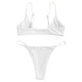 thumbnail image 3 of B91xZ Bikini Ensemble pour Femmes Col en V Nœud devant Rehausseur String Deux Pièces Maillot de Bain, Blanc L, 3 of 4