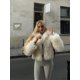 thumbnail image 2 of Chaqueta corta de piel sintética para mujer, cárdigan elegante y esponjoso de manga larga con solapa de lujo, Tops cálidos de invierno, 2024, 2 of 5