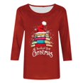 thumbnail image 4 of LEKWK Christmas Sweater for Women Xmas Tree Crew Neck 3/4 Sleeve Tops Christmas Tops for Women 2025 Dressy Workout Womens Christmas Blouses, 4 of 5