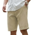 thumbnail image 2 of Mens Casual Shorts Drawstring Shorts Men Elastic Waist Shorts with Pockets Summer Khaki L, 2 of 5
