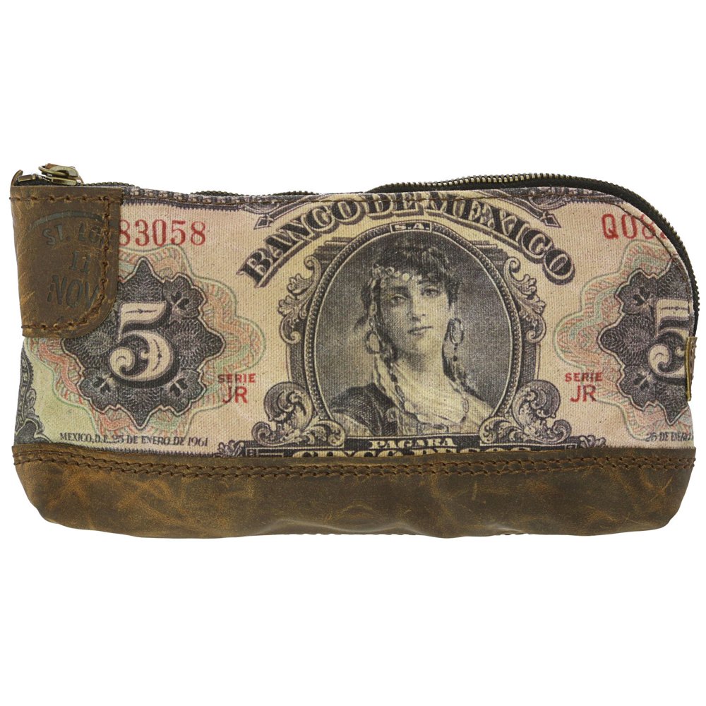 Bank BagDeluxe Size Graphic Leather with Zipper Closure Gyspy