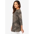 thumbnail image 2 of Jessica London Women's Plus Size Boatneck Tunic Top 3/4 Sleeve Shirt  Loose Fit, 2 of 6