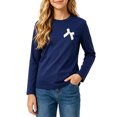 thumbnail image 2 of Auroural Girls Long Sleeve Shirts Size 6 Girls Crew Neck Long Sleeve Cotton Top Cute Bow Embroidery Casual Basic Tee Shirt Girls Basic Top, 2 of 9