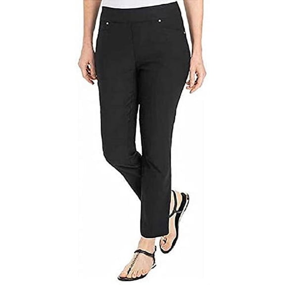 Hilary Radley Ladies' Pull-on Ankle Pant with Tummy Control Size: L, Color: Black