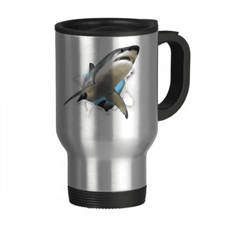 

Animal Paper Break Shocks Sharks Travel Mug Flip Lid Stainless Steel Cup Car Tumbler Thermos