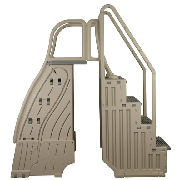 Confer Above Ground A-Frame Entry System with In Pool Steps, Warm Gray with Gray Steps