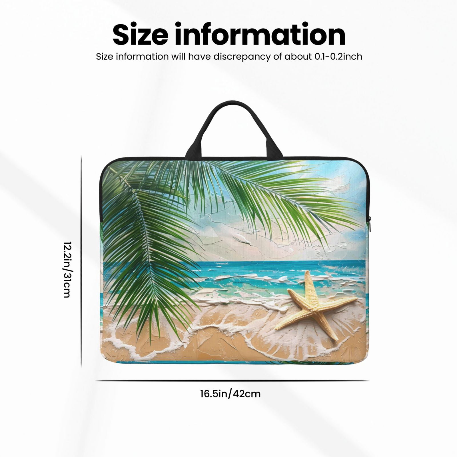 Laptop Sleeve Bag For Women Men 14inch Waterproof Durable Protective Computer Carrying Cover Handle Laptop Case Bag Beach Palm Leaf Starfish (4) (1)