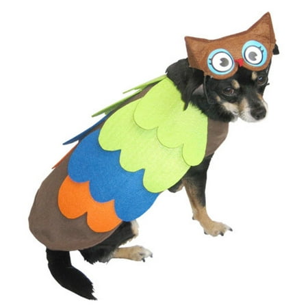 Owl Dog Costume Colorful Bird Pet Outfit with Hat