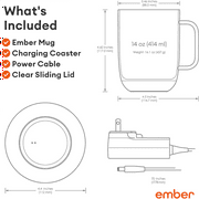 Ember Temperature Control Smart Mug 2, 14 oz, Black, Up To 1.5-hr Battery Life - App Controlled Heated Coffee/Tea Mug - Improved Design