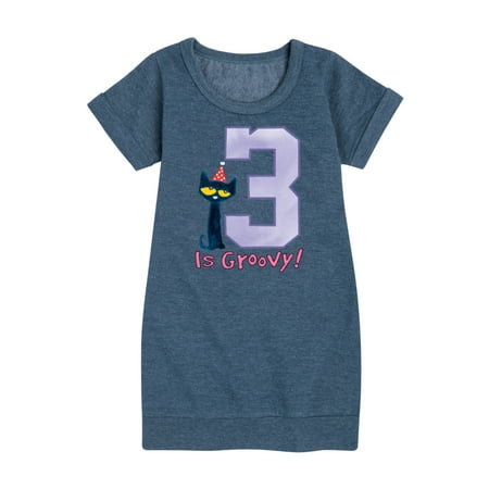 

Pete the Cat - Happy 3rd Birthday - Toddler And Youth Girls Fleece Dress