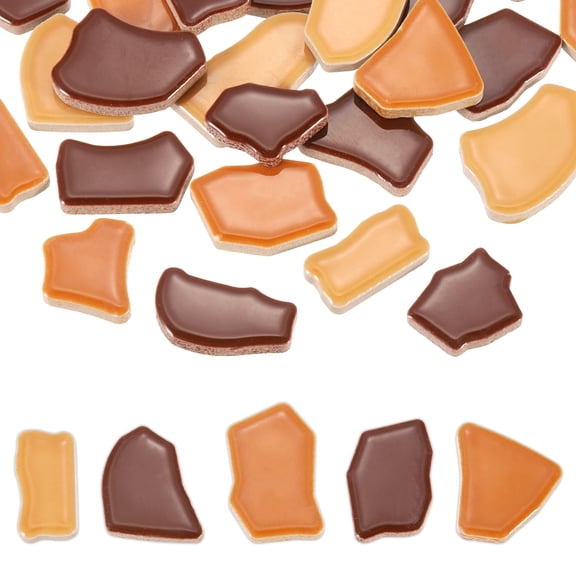 Uxcell 250g/0.55LB Irregular Ceramics Mosaic Tiles, 0.79"-1.57" Mosaic Stained Tile Broken Porcelain Pieces Stones Bulk for DIY Craft Making Vases Home Decoration, Brown Series