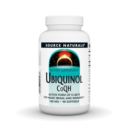 Source Naturals Ubiquinol CoQH Active Form of CoQ10 100 mg for Heart, Brain, and Immunity 90 Softgels