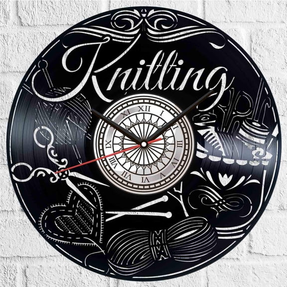 Knitting Vinyl Record Wall Clock Retro style Wall clock Silent Home Decor Unique Art Special Home Accessories Creative Personality Gift