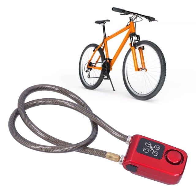 Bike Lock Alarm With Remote, Universal Security Alarm Lock System 110dB Anti Theft Steel Cable Chain Lock For Bike