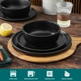 thumbnail image 3 of MALACASA 18 Piece Ceramic Dinnerware Set, Microwave and Dishwasher Safe, Stackable Plates and Bowls sets Service for 6, Black, 3 of 12