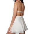 thumbnail image 3 of xiaxaixu Mini Dresses for Women Halter Sleeveless Backless Ruched Bust Solid Color Flowy Satin Dress, 3 of 7