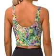 thumbnail image 3 of Xecao Blooming Cactus for Sports Bra with Removable Pads, Crop Tank Top Design, Women's Longline Sports Bra - Non-Wired - Medium, 3 of 9