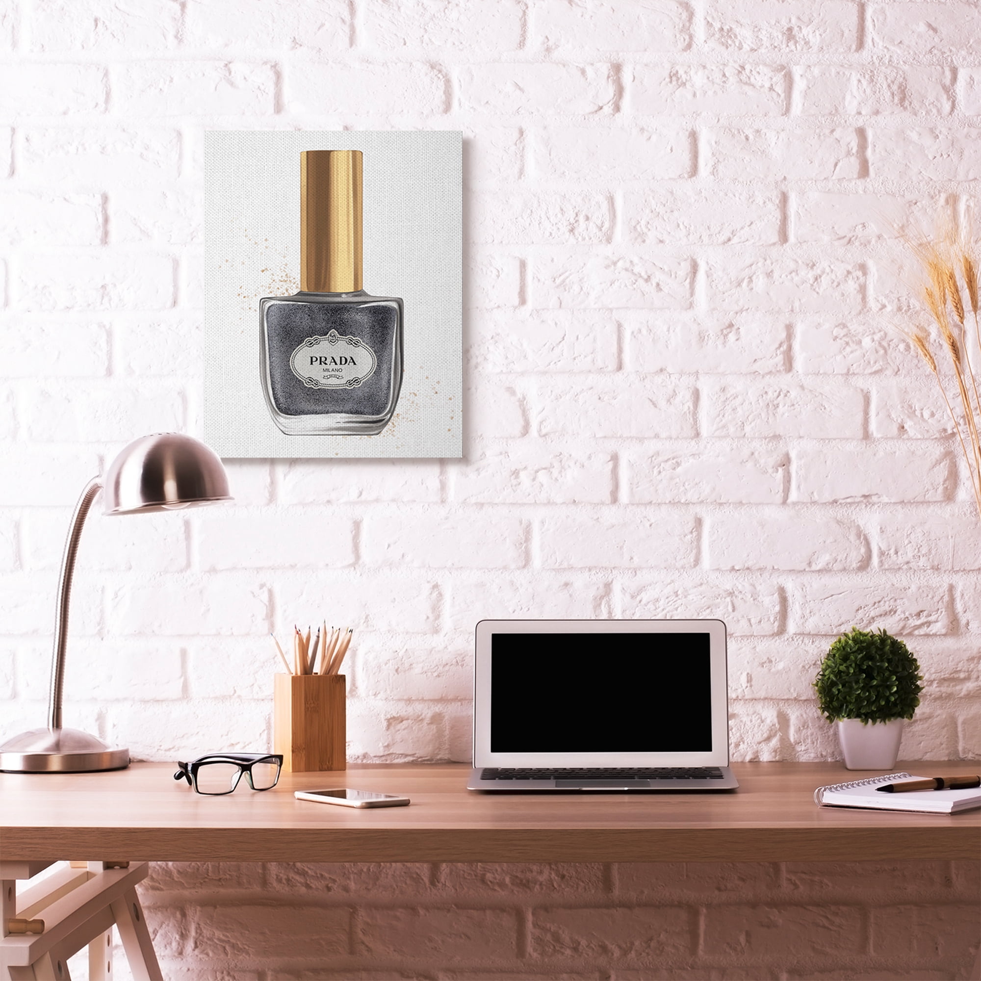 Stupell Industries Makeup Black Nail Polish Gold Fashion Design Canvas Wall Art by Ziwei Li