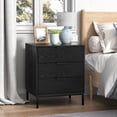 thumbnail image 4 of Eumyviv Black Nightstand, Wood Beside Table with 3 Drawers Farmhouse Side Table for Bedroom Living Room, Black H0147, 4 of 8