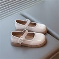 thumbnail image 5 of Girls' Basic Solid Color Flat Shoes, Soft Sole Casual Mary Janes, Great for Daily School Uniform Matching, Outdoor Walks and Everyday Casual Outings Beige 9-9.5 Years, 5 of 9