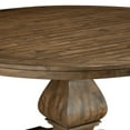 thumbnail image 3 of Benjara 60 Inch Round Dining Table, Carved Pedestal Base, Reclaimed Walnut Brown, 3 of 5