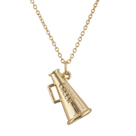 Lux Accessories Gold Tone Cheer Cheerleading Blow Horn Pendant Necklace