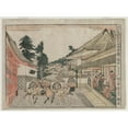 thumbnail image 2 of Kitao Masayoshi 18x14 Black Ornate Wood Framed Double Matted Museum Art Print Titled - Chushingura: Act II (From the Series Perspective Pictures for the Treasure House of Loyalty) (C. 1, 2 of 5