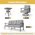 thumbnail image 2 of Mvpipi 4 Piece Aluminum Patio Furniture Set, Metal Outdoor Conversation Set w/3-Seat Sofa, 2 Rocking Swivel Chairs, Side Table, Patio Bistro Set w/5" Thickened Cushions for Backyard, Poolside, Gray, 2 of 8