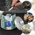 thumbnail image 4 of Yayeee Ashtray with Lid for Cigarette Smokeless Stainless Steel Home Ash Holder, Green Seaside, 4 of 7