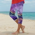 thumbnail image 2 of vigerkar Womens Capris Leggings for Summer Printed Tummy Control Knee Length Slim Fit Yoga Cropped Workout Pants Dark Purple, 3XL, 2 of 5