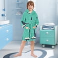 thumbnail image 5 of FORMRS Niños Bathrobe Unisex Hooded Robe Soft Plush Pajamas Sleepwear, Size 10-12T, Green Cat, 5 of 7