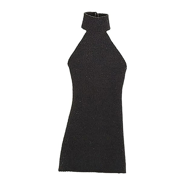 Vestido elástico para niña a escala 1/12, mini muñeca, vestido informal en miniatura para muñeca femenina de 6'', accesorios para el cuerpo de negro