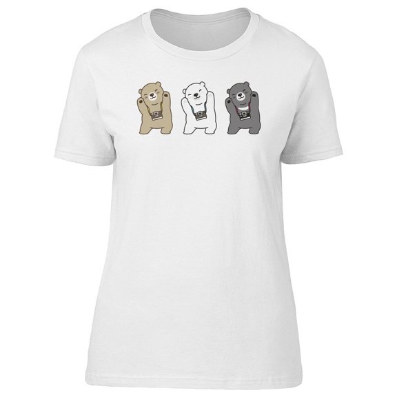 Three Happy Bears With Cameras Tee Women's -Image by Shutterstock