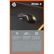 SteelSeries Rival 5 Gaming Mouse with 9 Programmable Buttons and 18k CPI TrueMove Air Optical Sensor