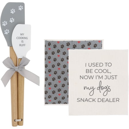 Pavilion Gift Company - Snack Dealer - Spatula and Reusable Dish Cloth Set (2 of Each)